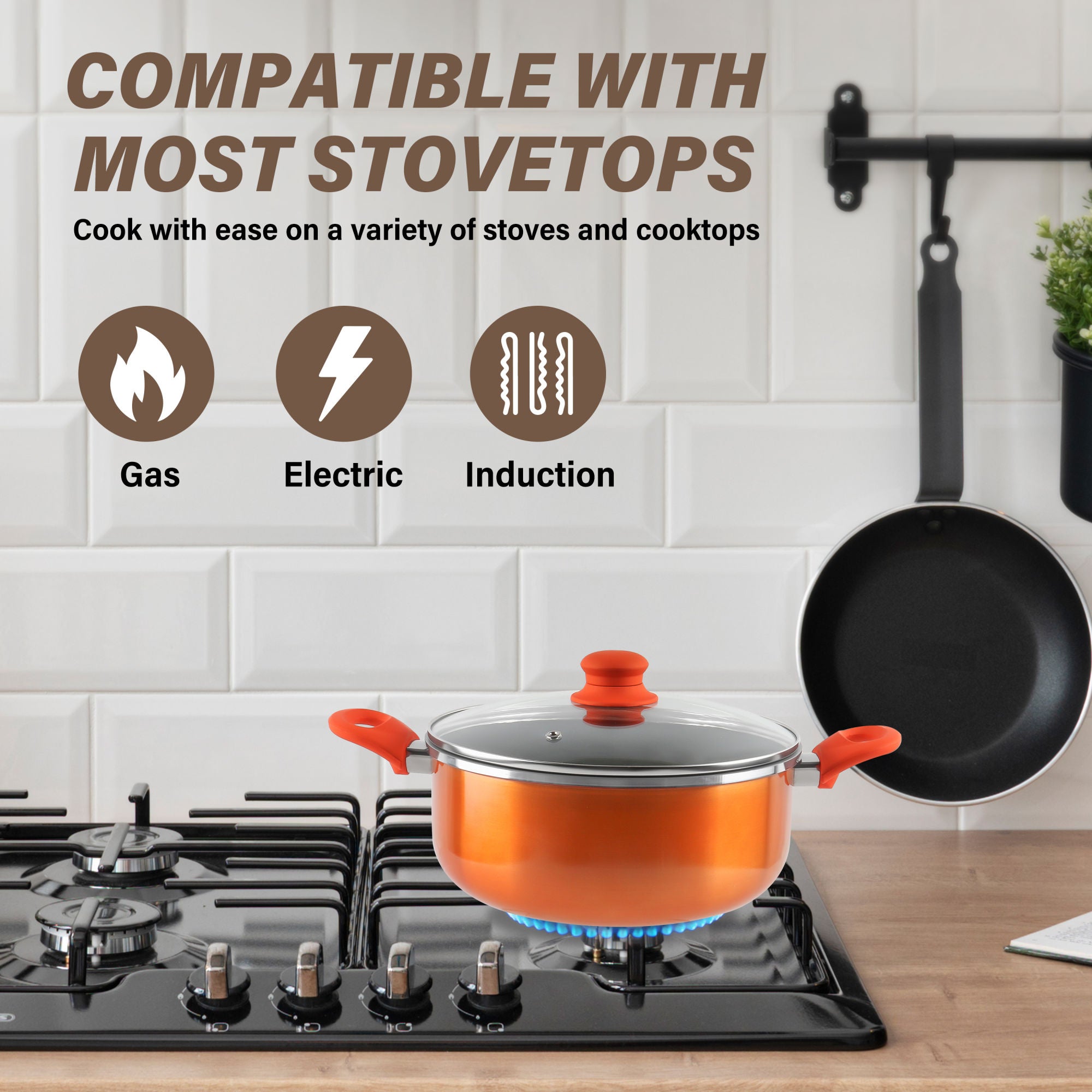 Stainless Steel 6-Piece Cookware Set: Mirror Polished, Induction Bottom, Straight Shape, SS Lids, Sturdy Handles and Knobs Doba